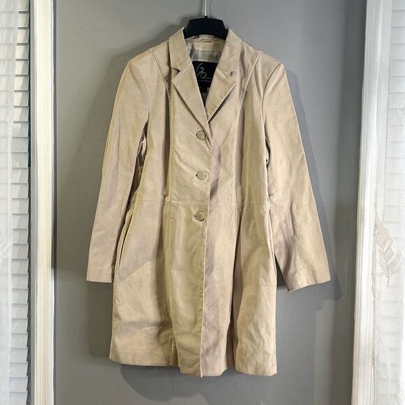 Venus Williams by Wilson's‎ leather woman's long cream suede jacket size large - Picture 1 of 10